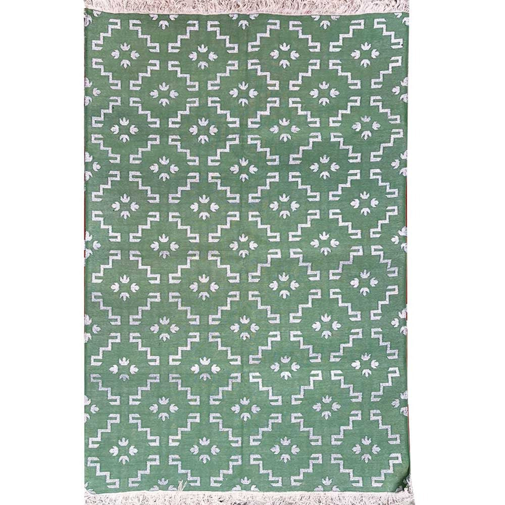 Cotton Floor Rugs - Fern Green &amp; Zari